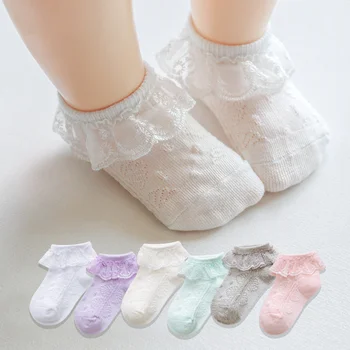Bebek Çorap Pamuk Çiçek Dantel Toddler Bebek Çocuk Kız Fırfır Prenses Tarzı Yaz Bebek Çorap Yenidoğan Şeyler