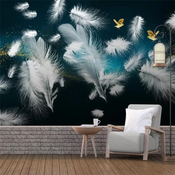 beibehang Özelleştirilmiş 3d İskandinav minimalist rüya gibi tüy kuş arka plan duvar dekoratif boyama 3d duvar kağıdı papel de parede