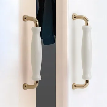 Beyaz Seramik Kapı Kolları Modern Mobilya Kolları Çinko Alaşım Seramik Pulls Mutfak Dolapları Dolap Kapı Çekmece Kolu