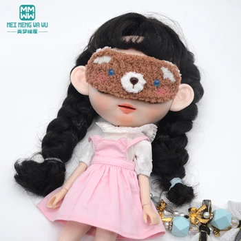 Blyth Doll aksesuarları Moda peluş göz maskesi pembe beyaz kahverengi Azon OB FR kız Oyuncak hediye
