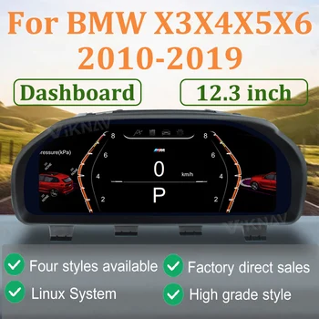 BMW için X3X4X5X6 2010-2019 Linux Sistemi Pano Dijital Küme Hız Ekran Araba Dashboard 12.3 inç Ekran