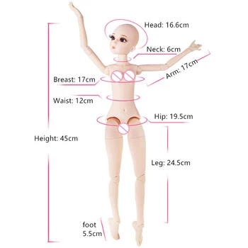 BUZLU DBS 1/4 veya 45cm BJD Çıplak bebek Vücut aksesuarları pratik makyaj SD MSD SD Kiti kız DIY Oyuncak Hediye