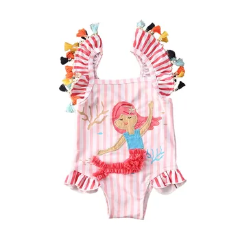Citgeett Yaz 1-7Years Çocuk Bebek Kız Mermaid Mayo Elbise Bikini Üst Tek Parça Mayo Banyo Bodysuit Kıyafetler
