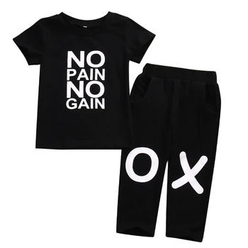 Citgeett Yürüyor Çocuk Bebek Erkek Kısa Kollu Siyah XO Yaz günlük kıyafetler T-shirt + Pantolon Kıyafetler Mektup Moda Seti