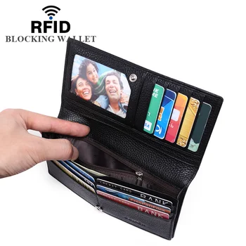 Cüzdan Lüks Marka RFID Anti-Hırsızlık Bayanlar uzun cüzdan Deri Cüzdan Kadın Para Çantası Bant Cüzdan kadın Cüzdan Bozuk Para çantası Çanta