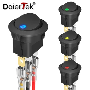 DaierTek 8 ADET 12V 3 Pin Yuvarlak Rocker ON / Off led ışık Geçiş Anahtarı SPST için Teller İle Araba Kamyon tekne Araba Aksesuarları