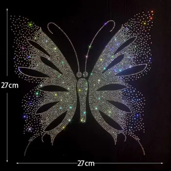 Demir on Rhinestone Yamalar Giyim için Güzel Kelebek Büyük Moda Yama Giyim Dekorasyon Aksesuarları