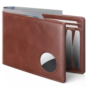 Deri airtag cüzdan erkek anti-hırsızlık fırça Büyük kapasiteli kart çantası erkek inek derisi cüzdan
