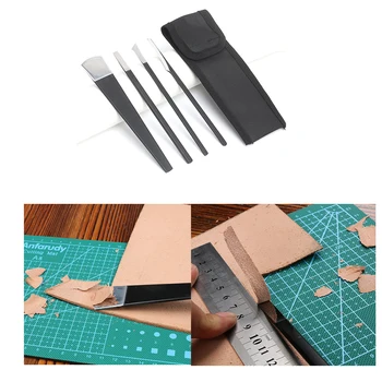 Deri Sıyırma Bıçağı Araçları DIY Soyma Kesme Aleti Heykel Bıçağı Düzeltici Yuvarlak Düz Kenar Kürek Cilt İnceltme Bıçağı