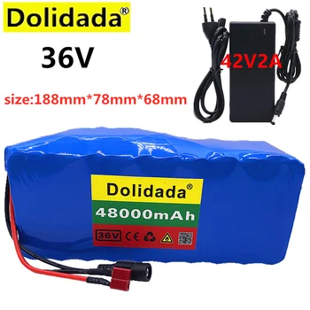 Dolidada – batterie 10S4P de 36V, 48ah, interface XT60, pour vélo électrique, 500W, 42V, 48 000mah, BMS