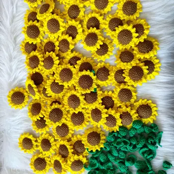 El yapımı Mini Tığ Ayçiçeği Giysi Çanta Küpe Aksesuarları Sevimli Örgü Ayçiçeği Tığ Ürünleri Toptan Örme