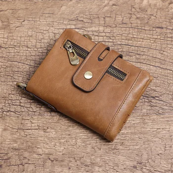 Erkek kısa hakiki deri rahat cüzdan Çoklu kart Rfıd çanta