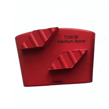 EZ80 Kırmızı Orta Bond Eşkenar Dörtgen Şekli Elmas Taşlama Dişleri Sarı Yumuşak Beton Zemin Tesviye Segmentleri 12 ADET