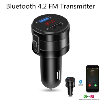 FM Verici Bluetooth 4.2 Modülatör eller serbest araç şarjı 3.1 A Çift USB Adaptörü Araba MP3 Çalar Kablosuz Ses Alıcısı Siyah