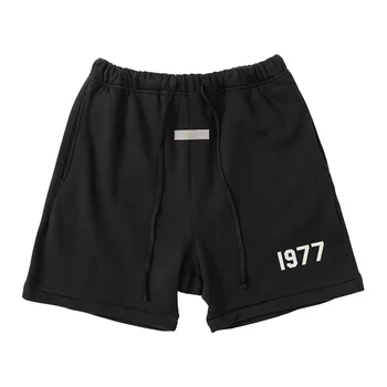 Giyim Moda Streetwear 1977 Mektup Baskılı Pamuk Gevşek Kısa Eşofman Altı pantolon