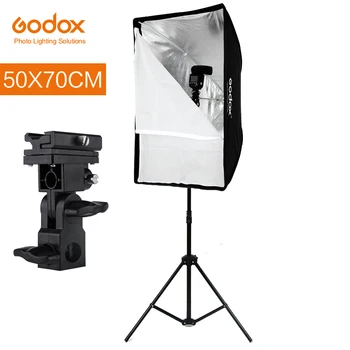 Godox 50x70 cm şemsiye Softbox ile 2 m ışık standı tip-B sıcak ayakkabı tutucu braketi kiti Canon Nikon Godox Speedlite flaş