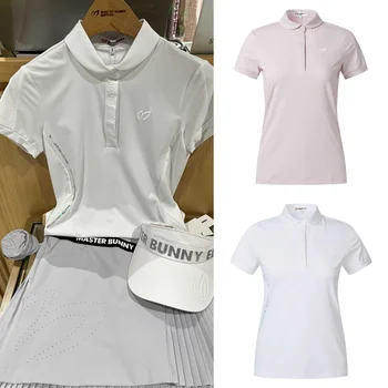 Golf Giyim Kadın İlkbahar Yaz Polo Boyun Slim Fit Spor Kısa Kollu Moda Rahat Spor Golf T-shirt