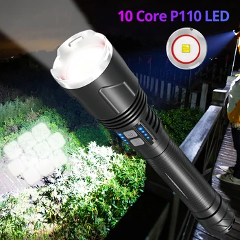 Güçlü XHP110 El Feneri Torch 26650 Pil USB şarj edilebilir LED lamba El feneri Süper Parlak Taktik flaş ışığı USB Zoom lambası