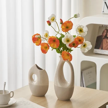 Iskandinav Ev Dekorasyon Modern Sanat Vazo Çiçek Vazo Kurutulmuş Çiçek Vazo Dekoratif Ev Oturma Odası Dekor Masası Seramik Vazolar Hediye