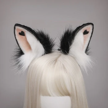 JK Kız Saç Çember Tavşan Kulaklar Kafa Bandı Kawaii Tavşan Kız Cosplay Headdress Aşk Kalp Peluş Kedi Kulak Şapkalar Cosplay Parti Sahne