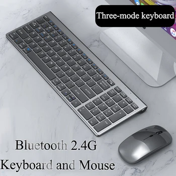 Kablosuz bluetooth Klavye Üç modlu Sessiz Tam boy Klavye ve fare Combo Seti Dizüstü Dizüstü masaüstü bilgisayar Tablet
