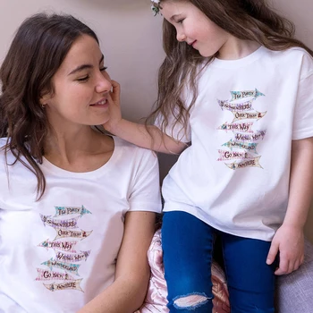 Kadın Alice in Wonderland Baskılı Çocuklar Kız Tshirt Komik ÇAY PARTİSİ grafikli tişört Harajuku Aile Bak Bebek Kız T Shirt