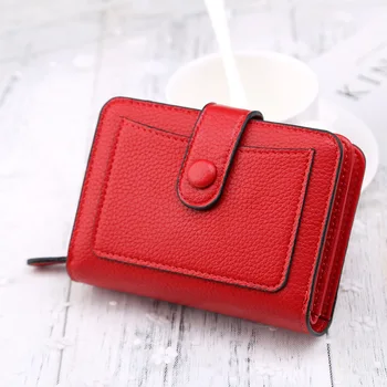 Kadın Cüzdan 2023 Yeni Lüks Marka Kırmızı Siyah Küçük Mini bozuk para cüzdanı Çile kart tutucu kadın cüzdanı Fermuar Kadın Deri Toka