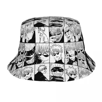 Kadın Erkek Kova Şapka Gojo Satoru Manga Kolaj Piknik Şapkalar Katlanabilir balıkçı şapkası Anime Jujutsu Kaisen Bob Şapka doğum günü hediyesi
