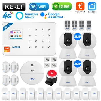 KERUI W184 4G Alarm Sistemi Tuya Akıllı Kablosuz WİFİ GSM Alarm Hareket sensör dedektörü Hırsız Desteği Alexa ve Google APP Kontrolü
