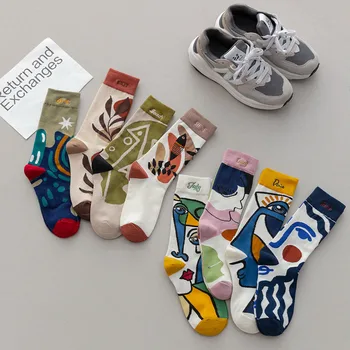 Kişilik gelgit çorap moda ıns trend graffiti spor çift çorap tüp mektup nakış pamuk çorap