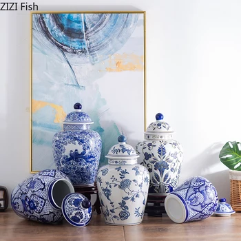 Klasik Seramik Vazolar Saray Mavi ve Beyaz Porselen Vazo Çiçekler Eklemek Masaüstü Çiçek Toprak Porselen Ev Dekorasyon