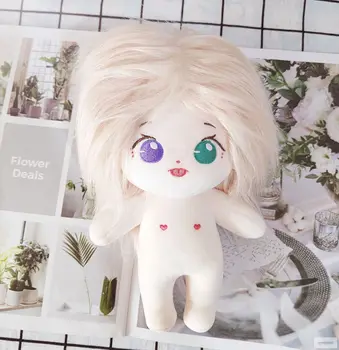Komik Beyaz saç 20cm Kore Kpop EXO oyuncak bebek giysileri Sevimli etek palto takım doldurulmuş oyuncak Bebek Peluş Idol Bebek Hediye