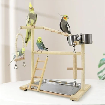 Kuş Kafesi Standı Salıncak Merdiven Çiğnemek Oyuncak Papağanlar Levrek Playstand Besleme Bardak