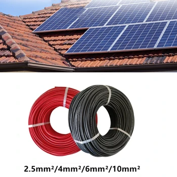 Kırmızı + Siyah Güneş Kablosu Fotovoltaik Tel 1500V 2.5/4/6/PV Paneller TUV Sertifikası için 10mm2 Kablo Kalaylı Bakır XLPE Ceket