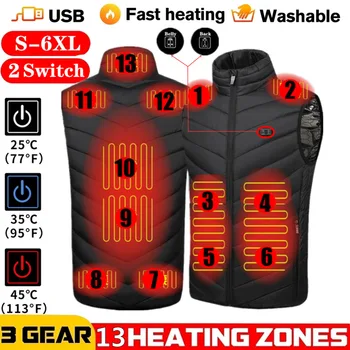 Kış akıllı ısıtma yelek erkekler açık 13 bölgeleri USB elektrikli ısıtmalı termal yelek yelek kadın avcılık vücut ısıtıcı ceket