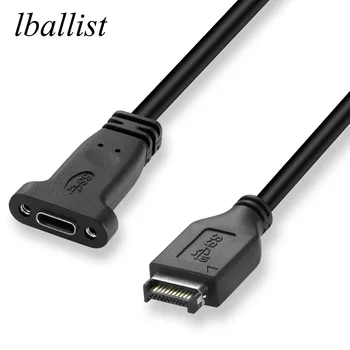 lballist USB 3.1 Tip E Erkek USB 3.1 Tip C Dişi Kablo Folyo+Örgülü Korumalı Braket Paneli