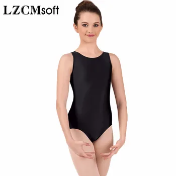 LZCMsoft Kızlar Basit Temel Tankı Bale Sınıfı Dans Mayoları Streç Naylon Dans Kostümleri Yürümeye Başlayan Jimnastik Takım Elbise mayolar