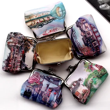 Manzara Manzara Mini Cüzdan Kadın Kız Sevimli Değişim Para çantası bozuk para cüzdanı Debriyaj Kullanışlı Çanta Bozuk para çantası Debriyaj Cüzdan Kılıfı Hediye