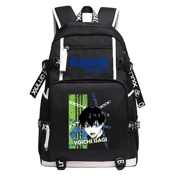 Mavi Kilit Anime Okul Çantaları Karikatür Bookbag Oxford Seyahat Sırt Çantası USB Şarj Dizüstü Sırt Çantası Unisex Rahat Sırt Çantası