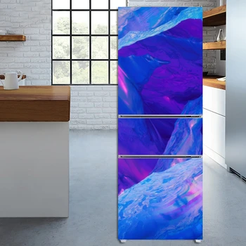 Mavi Çıkartmalar Kapı Kapak Buzdolabı Duvar Kağıdı Yapışkanlı Dondurucu Vinil Film Dekor Eğlenceli Çıkartması sanatsal fresk Mutfak