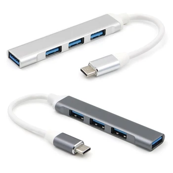 Metal USB C HUB Tipi C 3x USB 2.0 + USB 3.0 4 port adaptörü PC Cep Telefonu Bilgisayar için Evrensel Splitter Adaptörü HUB Dropship