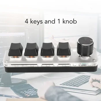 Mini Tuş Takımı 4 Tuşları 1 Topuzu USB Veya BT Mavi Anahtarı Tak ve Çalıştır Programlanabilir Tuş Takımı Arkadan Aydınlatmalı Oyun Ofis Medya sıcak satış