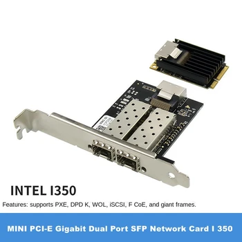 MİNİ PCIE LAN kartı 2 PORT SFP 1000m Sunucu Ağ Adaptörü Çip INTEL 350AM2 Mpcıe Gigabit Ethernet 10/100 / 1000Mbps