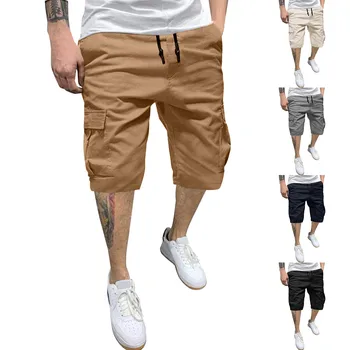 Moda İpli Erkek Şort Elastik Bel Düz Renk Genç Şort Yaz Gevşek Nefes Pantolon Streetwear Alışveriş İçin