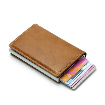 Moda Kadın Erkek KİMLİK Banka kart tutucu RFID Engelleme Cüzdan Çılgın At PU deri cüzdan Kredi Kartları Nakit Tutucu Mini Çanta