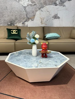 Modern minimalist ve lüks İtalyan şekilli katı ahşap kaya tabağı çay masası kombinasyonu ev kullanımı için
