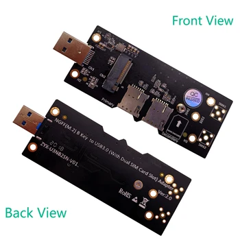 NGFF (M. 2) USB 3.0 Adaptörü ile Çift NANO SIM kart Yuvası için 3G/4G / 5G Modülü Desteği SIM 8pin kart konektörü