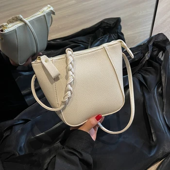 Omuzdan askili çanta Kadınlar için Küçük Crossbody Lüks Tasarımcı PU Deri Katı Bayanlar Fermuarlı çanta Çanta Yaz makyaj cep telefonu çantaları