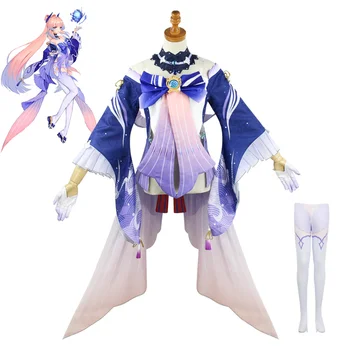 Oyunu Cosplay Genshin Darbe Sangonomiya Kokomi Cosplay Kostüm Bilgelik İncisi Kokomi Kıyafet Elbise Peruk Tam Set Comic Con