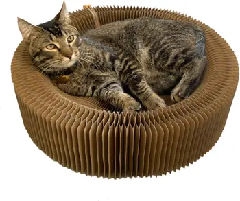 Pet Kedi Scratcher Lounge Yatak, Katlanabilir Yuvarlak Şekil, Büyük Kedi